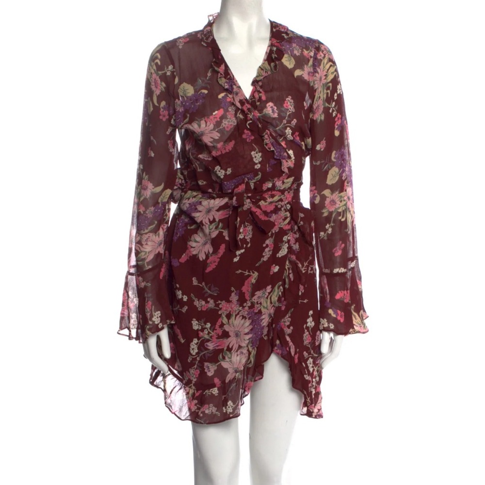 ByTiMo burgundy floral wrap dress size Small